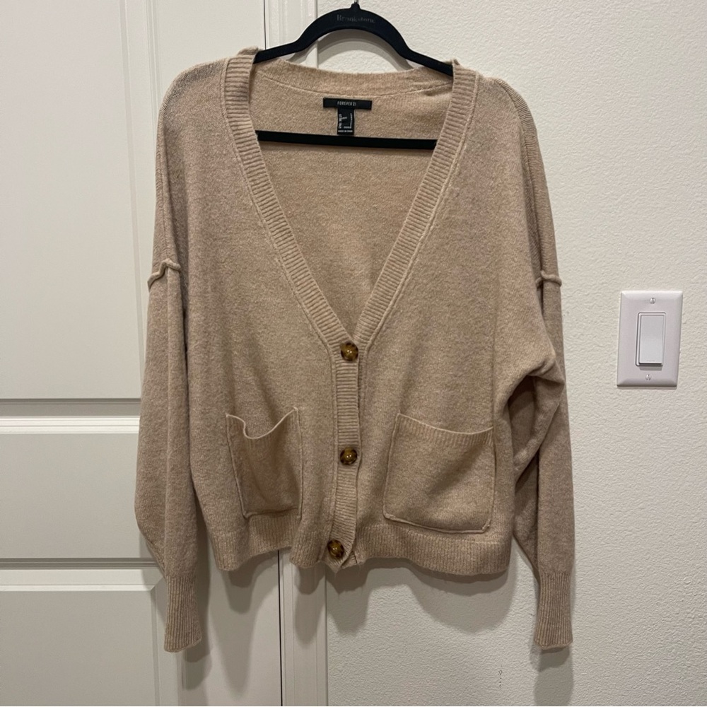 Forever 21 Tan Cardigan with Pockets